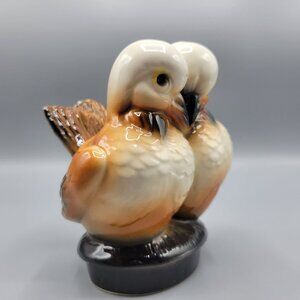 Vintage Dove Twin Love Birds Ceramic Planter 50s Turtle Doves Kissing MCM Decor